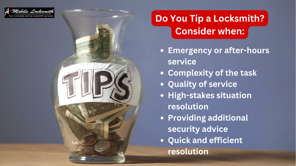 Do You Tip a Locksmith? Consider tipping a locksmith when 