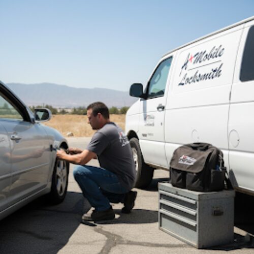 Professional car locksmith in San Bernardino unlocking a vehicle